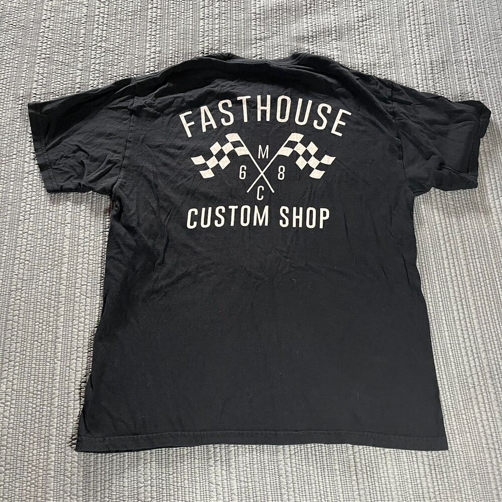 Fasthouse Custom Speed Shop T-Shirt Black Large Men’s Motocross Short Sleeve Tee